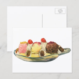 Vintage Desserts, Kirschen aus Bananengeflecht Postkarte