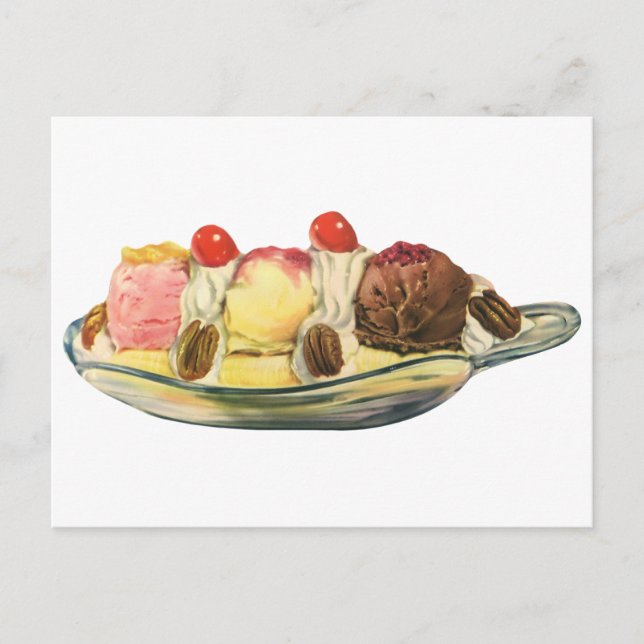 Vintage Desserts, Kirschen aus Bananengeflecht Postkarte (Vorderseite)