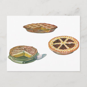Vintage-Desserts, Thanksgiving-Pies, Pekannuss-Kür Postkarte