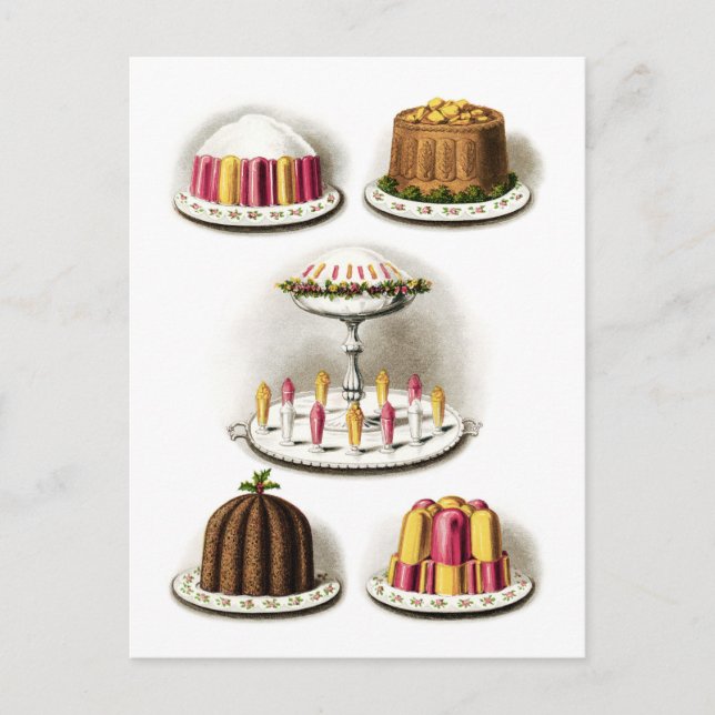 Vintage Desserts und Backwaren Postkarte (Vorderseite)