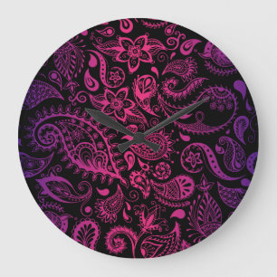 Vintage detaillierte Blume Nahtlose Illustration Große Wanduhr