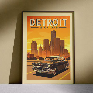 Vintage Detroit Michigan Poster