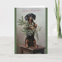 Vintage deutsche Dackel-Weihnachtsgruß-Karte