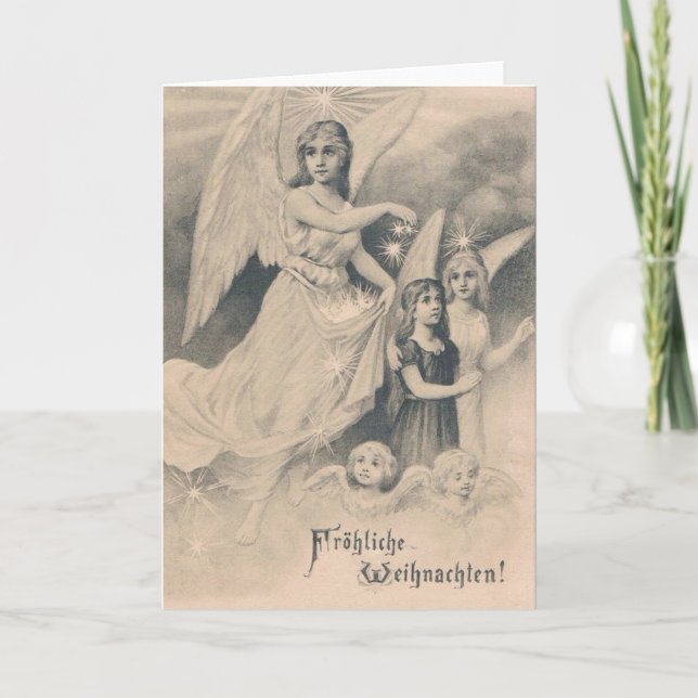 Vintage deutsche Engels-Weihnachtsgruß-Karte Feiertagskarte (Vorderseite)