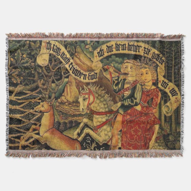 Vintage Deutsche Mittelalterliche Renaissance Lieb Decke (Vorderseite)