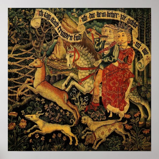 Vintage Deutsche Mittelalterliche Renaissance Lieb Poster (Vorne)