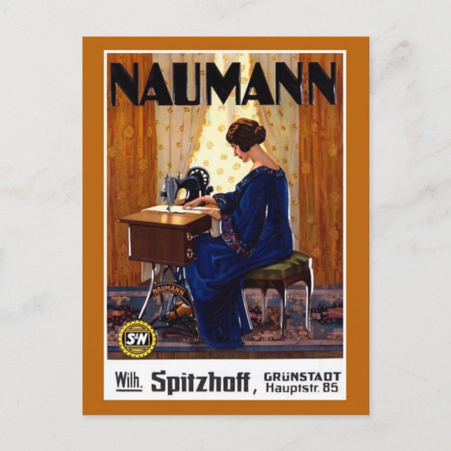 Vintage deutsche Nähmaschinenwerbung Postkarte (Vorderseite)