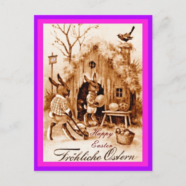 Vintage deutsche Ostersonnenszene (geänderte Fassu Postkarte (Vorderseite)