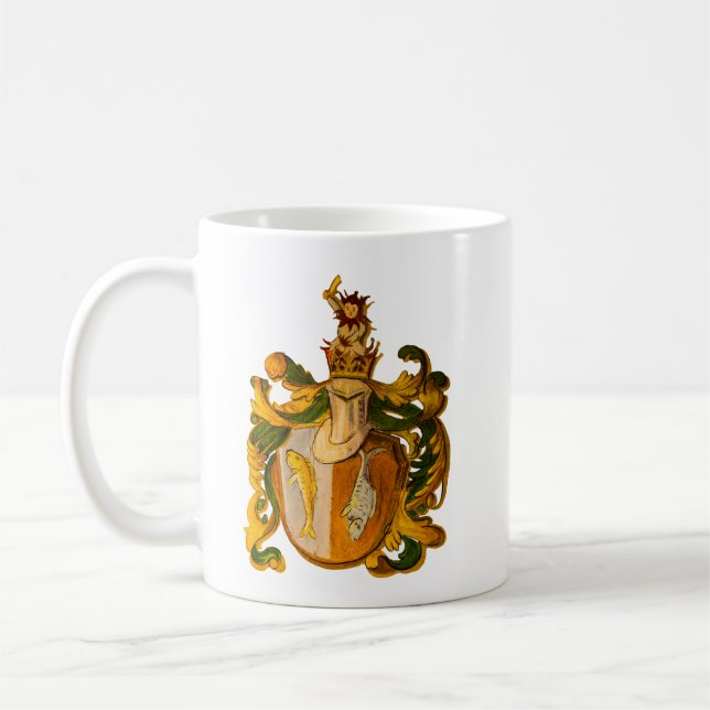Vintage deutsche Wappen- und Goldpiszenkatze Kaffeetasse (Links)