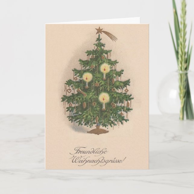 Vintage deutsche Weihnachtsbaum-Karte Feiertagskarte (Vorderseite)