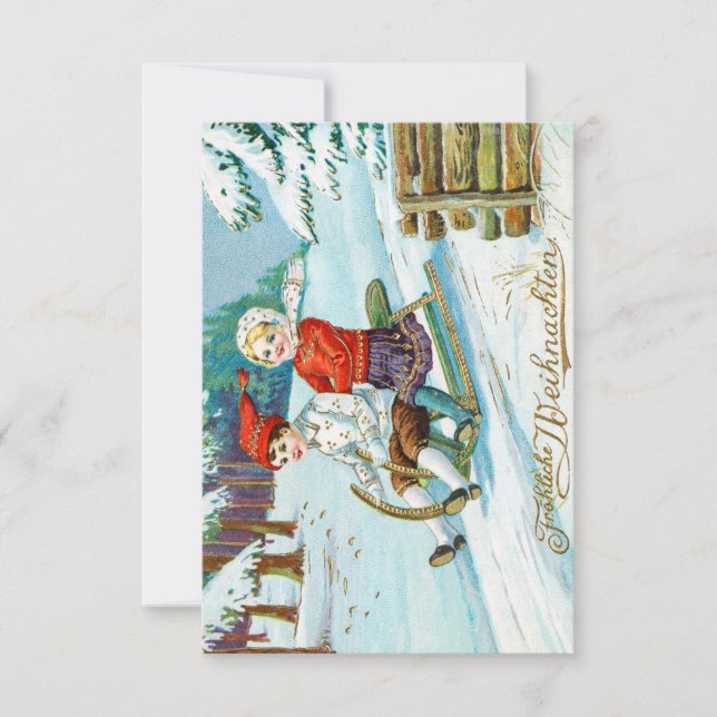 Vintage deutsche Weihnachtspostkarte Einladung (Vorderseite)