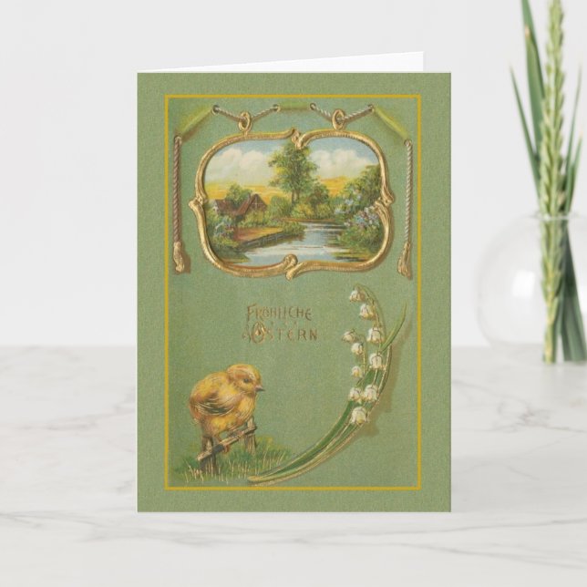 Vintage Deutscher Fröhliche Ostern Ostern Karte (Vorderseite)