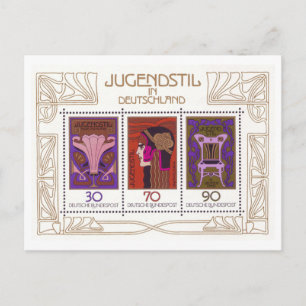 Vintage Deutschland Jugendstil Briefmarkensatz Postkarte