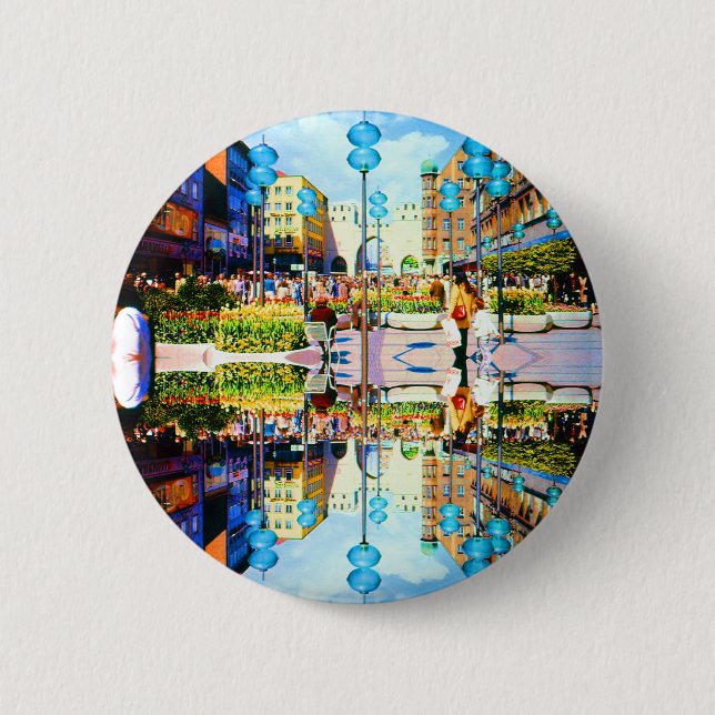 Vintage Deutschland Münchner Stadttor Karistor Button (Vorderseite)