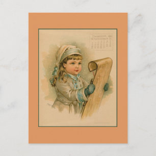 Vintage Dezember 1891 schöne Kinderzeichnung Postkarte