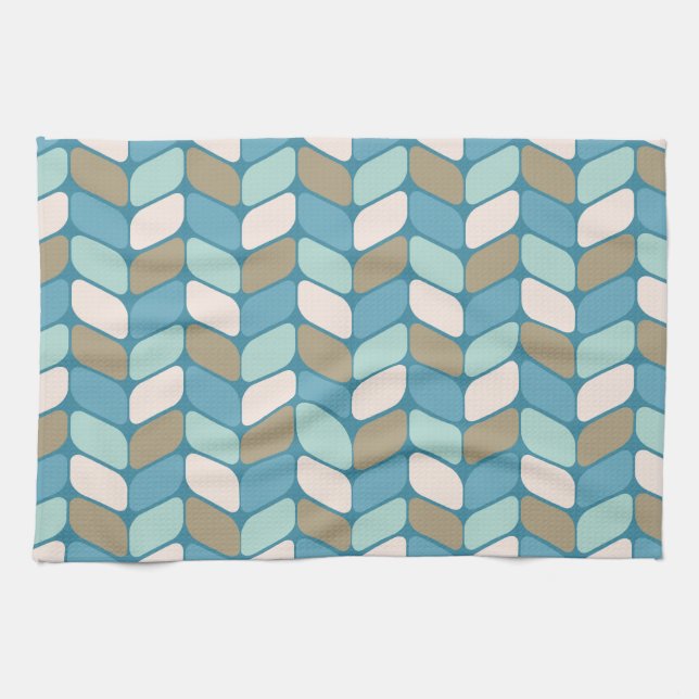 Vintage Diagonalrechtecke hellblau-weiß Geschirrtuch (Horizontal)