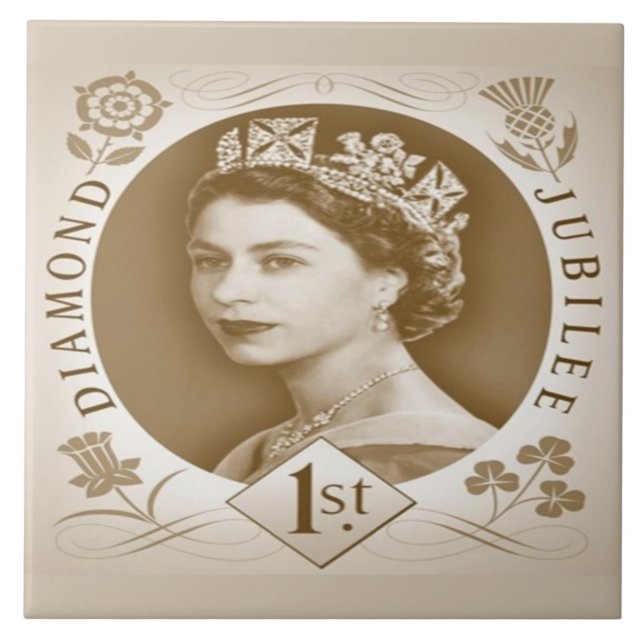 Vintage Diamant-Jubiläum-Feier-Fliesen Fliese (Vorderseite)