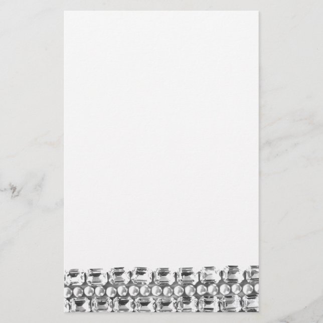 Vintage Diamanten und Perlen Briefpapier (Vorderseite)