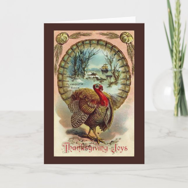 Vintage die Erntedank-Türkei-Karte Feiertagskarte (Vorderseite)