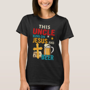 Vintage - Dieser Onkel läuft mit Jesus und Bier -  T-Shirt