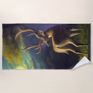 Vintage digitale Kunst Schauspiel Hirschkante Strandtuch