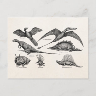Vintage-Dinosaur-Illustration Retro-Dinosaurier Postkarte