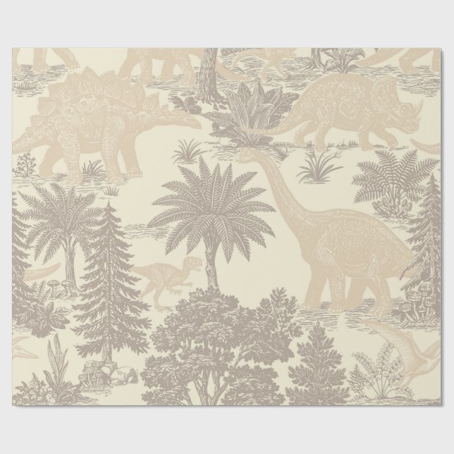 Vintage-Dinosaur-Toile-Muster Geschenkpapier (Flach)