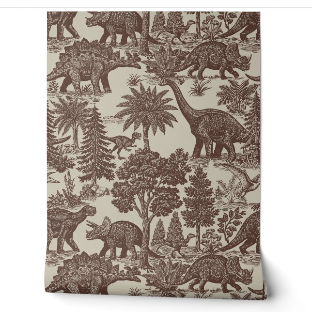 Vintage-Dinosaur-Toile-Muster Tapete (Abrollen)