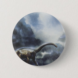 Vintage Dinosaurier, Barapasaurus mit Sturmwolken Button