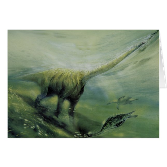 Vintage Dinosaurier, Brachiosaurus Schwimmen im Oz (Vorderseite (Horizontal))