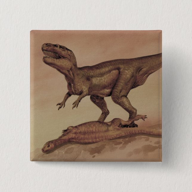 Vintage Dinosaurier, Carnivore Giganotosaurus Button (Vorderseite)