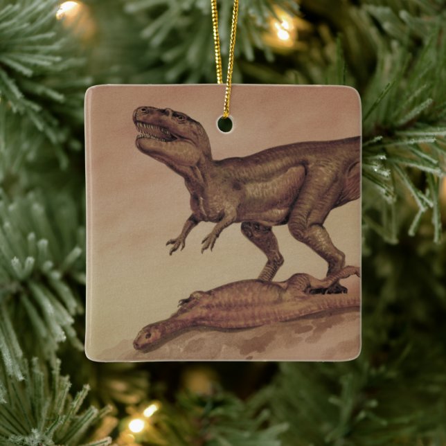 Vintage Dinosaurier, Carnivore Giganotosaurus Keramikornament (Baum)