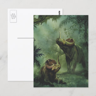 Vintage-Dinosaurier, Centrosaurus im Dschungel Postkarte