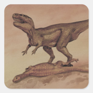 Vintage-Dinosaurier, Fleisch fressender Giganotosa Quadratischer Aufkleber