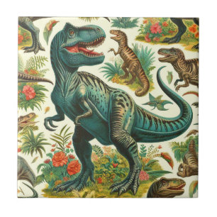 Vintage Dinosaurier-Malerei Fliese