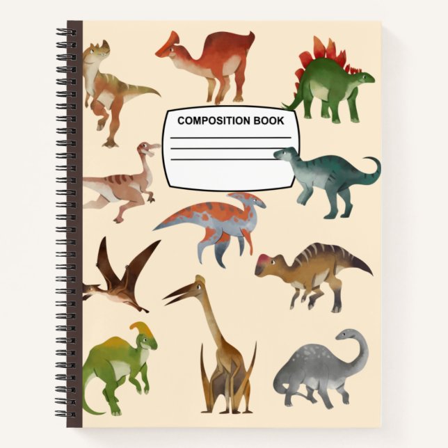 Vintage Dinosaurier-Spiralzusammensetzung Notizbuch (Vorderseite)