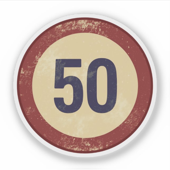 Vintage Distressed Number 50 Aufkleber (Vorderseite)