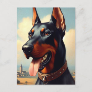 Vintage-Dobermann-Gemälde Postkarte