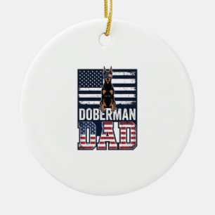 Vintage Dobermann-Vater Patriotisches Hund-Shirt D Keramik Ornament