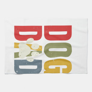 Vintage Dog Dad Pfotenabdruck Retro-Typografie-Shi Geschirrtuch