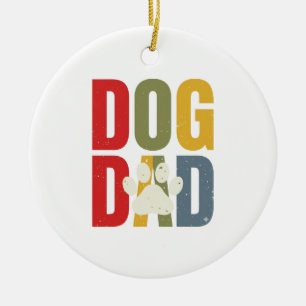 Vintage-Dog-Daddy-Pfotenabdruck-Retro-Typografie-S Keramik Ornament