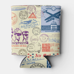 Vintage-Dokumentenstempel-Dekor-Set Dosenkühler