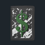 Vintage Dollarzeichen-Geldgeldbörsen und Tri-fold Portemonnaie<br><div class="desc">Vintage Dollarzeichen-Geldgeldbörsen und Münzengeldbeutel. Lustiges Geschenk für Männer und Frauen. Beunruhigter Blickentwurf.</div>