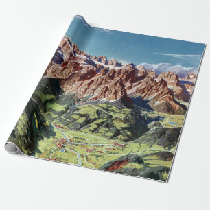 Vintage Dolomiten - Italien Karte Geschenkpapier