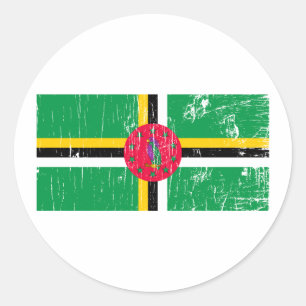 Vintage Dominica Runder Aufkleber