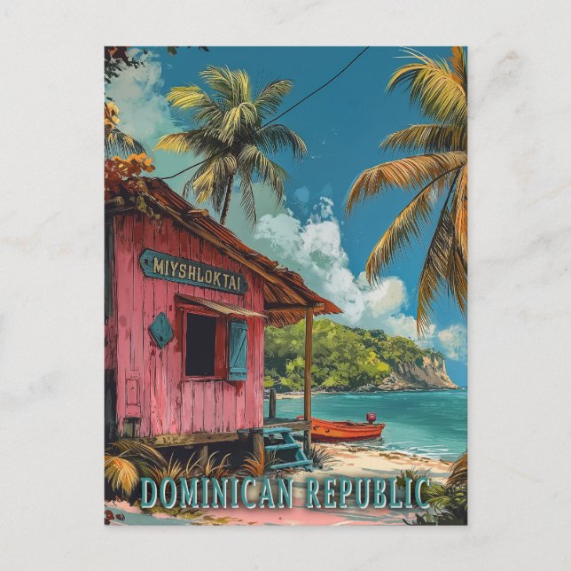 Vintage Dominikanische Republik Postkarte (Vorderseite)