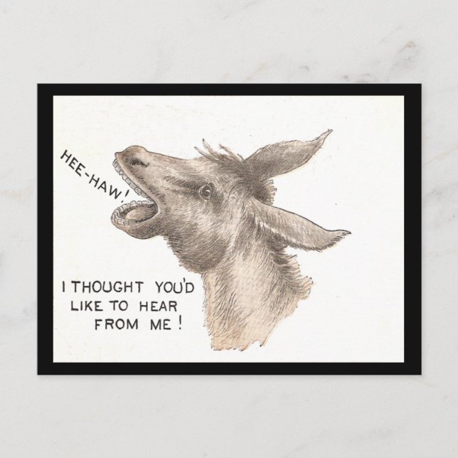 Vintage Donkey-Comicen Postkarte (Vorderseite)