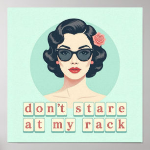 Vintage Don't Stare At My Rack Lustiger Mahjong Poster