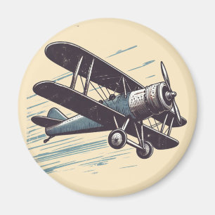 Vintage Doppeldecker Aviator Magnet