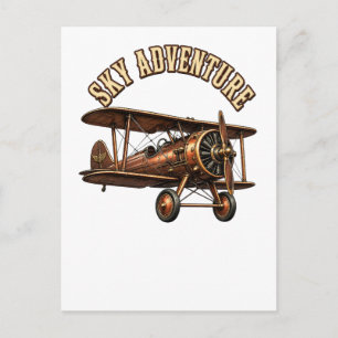 Vintage Doppeldecker. Postkarte